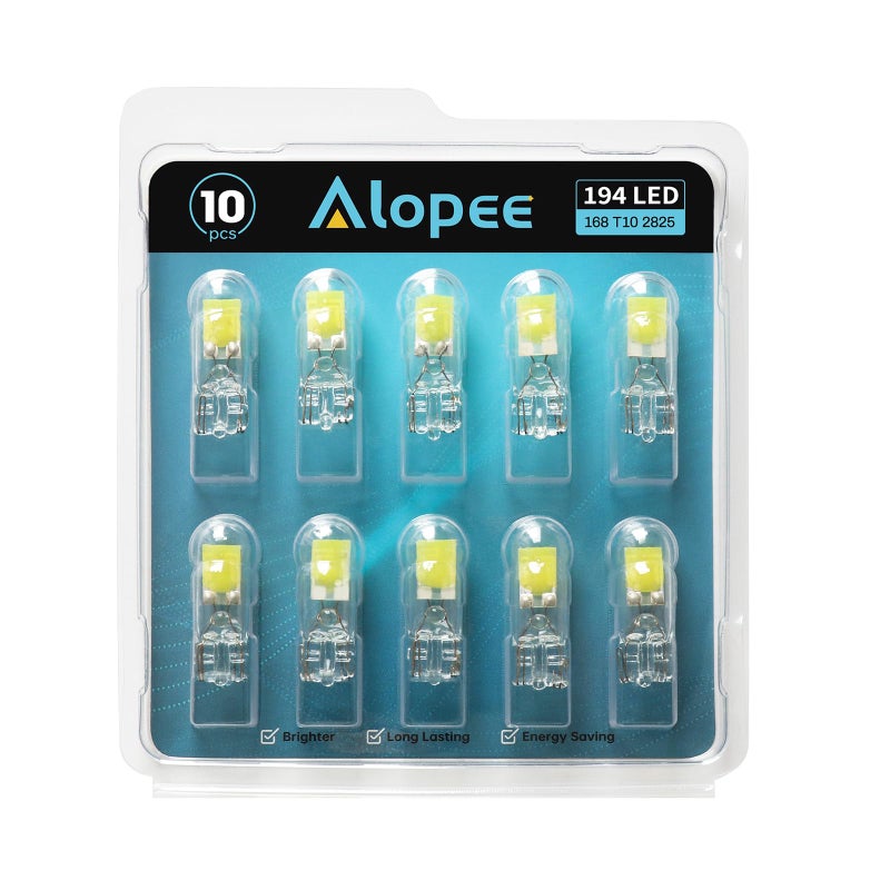 Alopee 10 Pack T10 Led Bulb White 6500K DC 12V Replacement for T10 193 194 198 W5W 168 Led Bulb Automotive Interior Lights RV Camper Under Cabinet Lights - Image 1